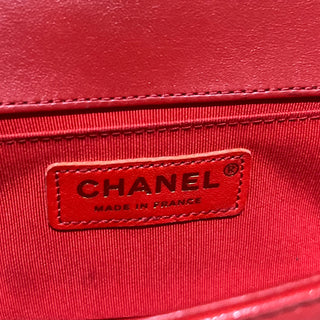 CHANEL Small Boy Red Calfskin Shoulder Bag