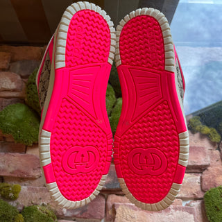 GUCCI Re-Web Sneakers GG Beige Neon Pink SZ 39.5 (US 9.5)