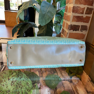 FENDI Light Blue Green Vintage Zucchino Coated Canvas Tote