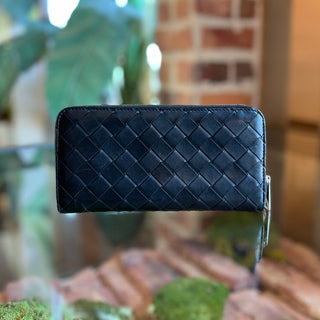 BOTTEGA VENETA Intrecciato Black Nappa Leather Zippy Wallet