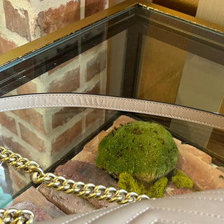 GUCCI GG Marmont Taupe Matelasse Chevron Leather Crossbody Bag