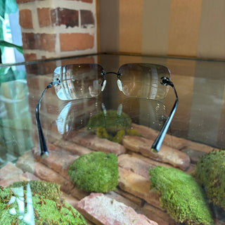 CHANEL 4017-D Crystal CC Rectangle Rimless Sunglasses