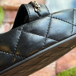 CHANEL Strappy Quilted Black Lambskin Platform Sandals SZ 39 (US 9)