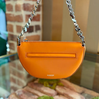 BURBERRY Orange Leather Olympia Zip Shoulder Bag