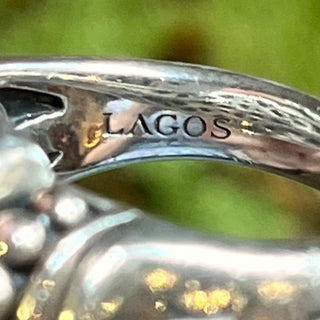 LAGOS Vintage Pink Quartz Sterling Silver Caviar Ring