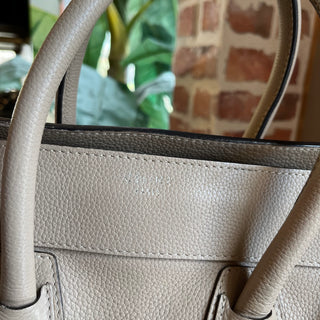 CELINE Luggage Mini Beige Drummed Calfskin Tote Bag