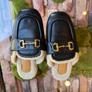 GUCCI Ariel Shearling Slip On Loafers SZ40.5(10.5US)
