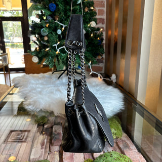 CHANEL Black Diamond Stitch Accordion Flap