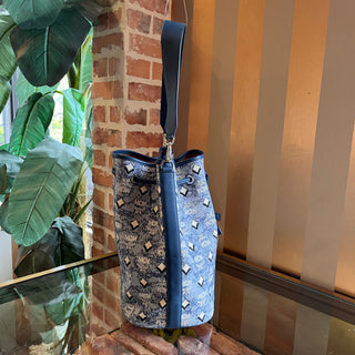 MCM Denim Visetos Dessau Bucket Bag