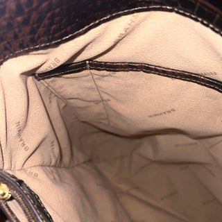 BRAHMIN Amelia Bucket Dark Brown Melbourne Croc Embossed Leather Bucket Bag