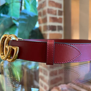 GUCCI GG Marmont Buckle Red Leather Belt 75.30