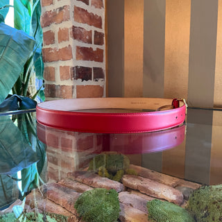 VERSACE Hexagon Medusa Buckle Red Leather Belt 100/4 (SZ XL)