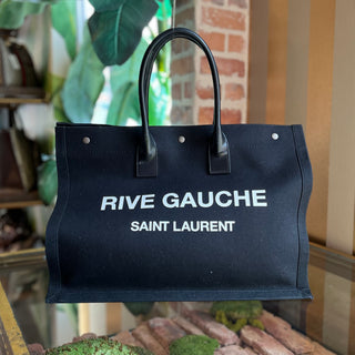 SAINT LAURENT Rive Gauche Black Canvas Tote