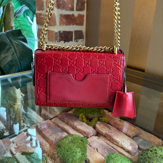 GUCCI Red Guccissima Signature Padlock Shoulder Bag