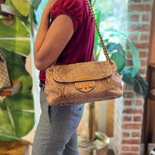 PRADA Pitone Delave Flap Beige Snakeskin Shoulder Bag
