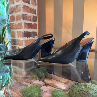 TORY BURCH Black Leather Sling Back Pointed Toe Pumps SZ 8.5