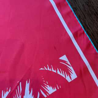 CHANEL Logo Palm Tree Multicolor Silk Print Scarf