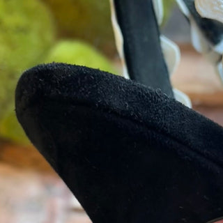 LOUBOUTIN White/Black Sling Back Suede Heels SZ 39.5 (US 9.5)