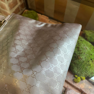 GUCCI GG Imprimé Pewter Crystal Messenger Crossbody Bag