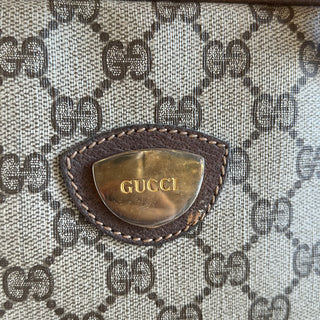 GUCCI Beige Brown GG Supreme Monogram Coated Canvas Vintage Satchel Bag