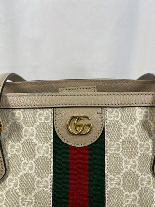 GUCCI Beige/White GG Ophidia Medium Tote