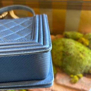 CHANEL Blue Perforated Medium Boy Bag
