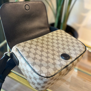 Gucci Monogram Flap Messenger Bag