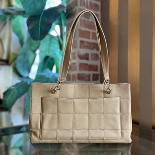 CHANEL Chocolate Bar Beige Caviar Leather Bag Tote