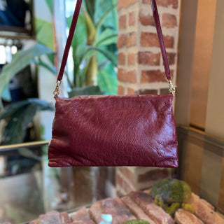 BALENCIAGA Giant 12 Motocross Maroon Lambskin Envelope Clutch with Strap