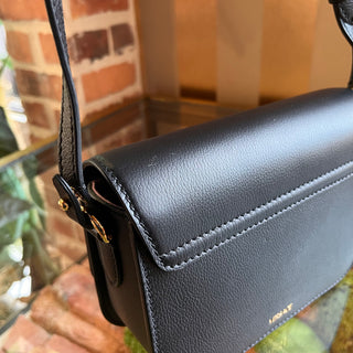 VERSACE Black Medusa Grained Calfskin Flap Shoulder Bag