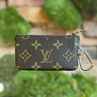 LOUIS VUITTON Key Cles Brown Monogram Coated Canvas Pouch