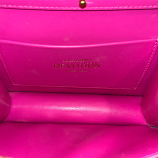 DOLCE & GABBANA Small Devotion Pink Smooth Calfskin Envelope Top Handle Bag