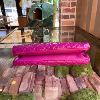 CHANEL Bowling Magenta Quilted Patent Leather Shoulder Bag