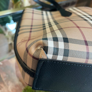 BURBERRY Haymarket Check Grainy Calfskin Tote