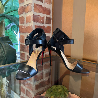 LOUBOUTIN Kid Multipoint 100 Black Leather Sandals SZ 36 (US 6)