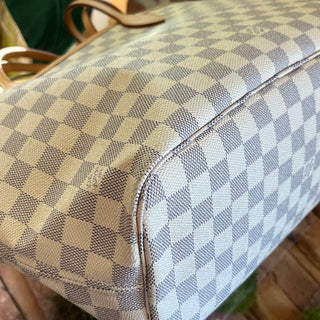 LOUIS VUITTON Neverfull MM Damier Azur Canvas Tote Bag