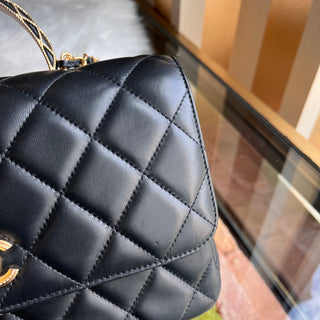 CHANEL Twist Flap Black Lambskin Top Handle Bag