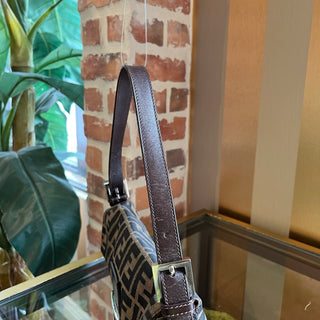 FENDI Baguette Brown FF Zucca Canvas Vintage Shoulder Bag