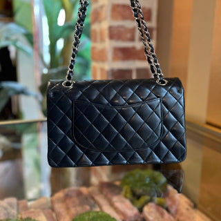 CHANEL Double Flap Classic Medium Black Lambskin Leather Shoulder Bag