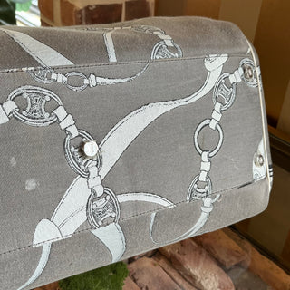 CELINE Vintage Gray White Printed Macadam Duffle Bag