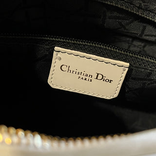 DIOR White Medium Lady Dior Vintage Patent Leather