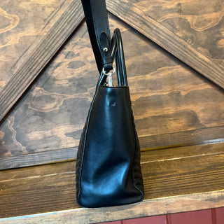 PRADA Diagramme Black Soft Calfskin Leather Impunture Tote