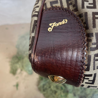 FENDI Zucchino Brown Canvas Shoulder Bag