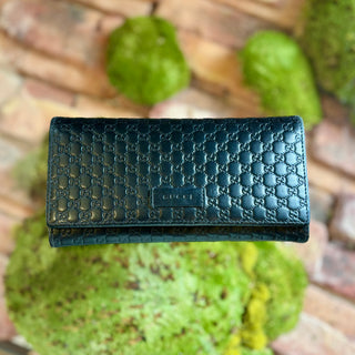 GUCCI Black Microguccissima Continental Wallet