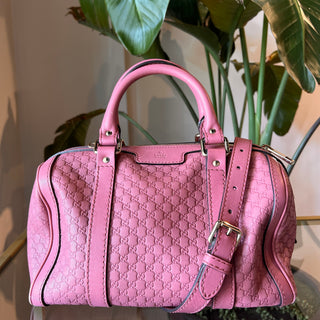 GUCCI Joy Boston Purple Guccissima Embossed Leather Satchel Bag