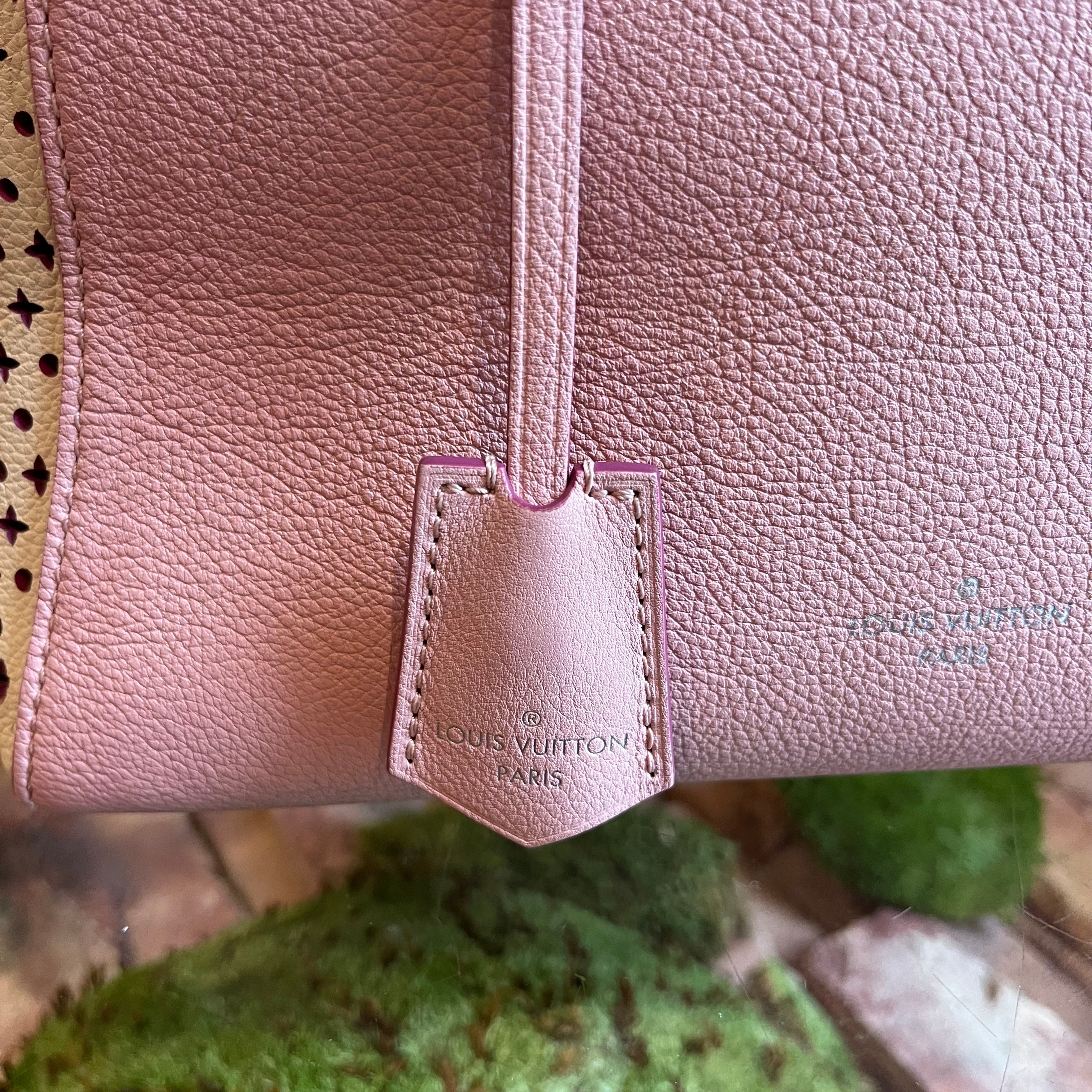 LOUIS VUITTON Pink Perforated Leather Monogram Flower LockMe Cabas