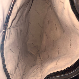 BRAHMIN Amelia Bucket Dark Brown Melbourne Croc Embossed Leather Bucket Bag