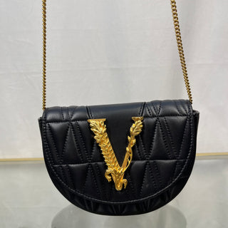 VERSACE Virtus Vitello Black Belt Bag