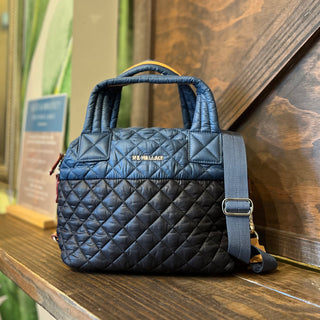 MZ WALLACE Medium Sutton Deluxe Black Navy Tote Bag