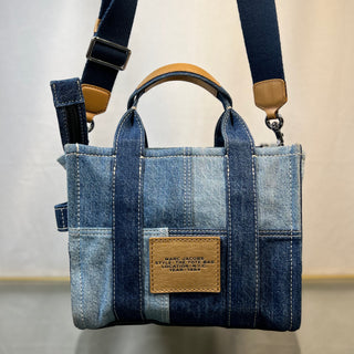 MARC JACOBS The Tote Bag Small Blue Denim Patchwork Tote Bag